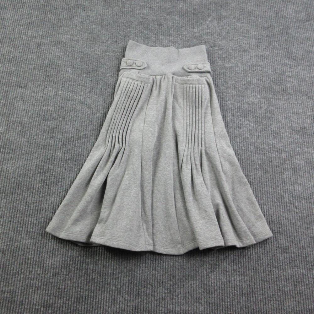 GHOSTBOY Skirt Womens XS Gray Sonata Pleated Midi Elastic Waist Knit NWT